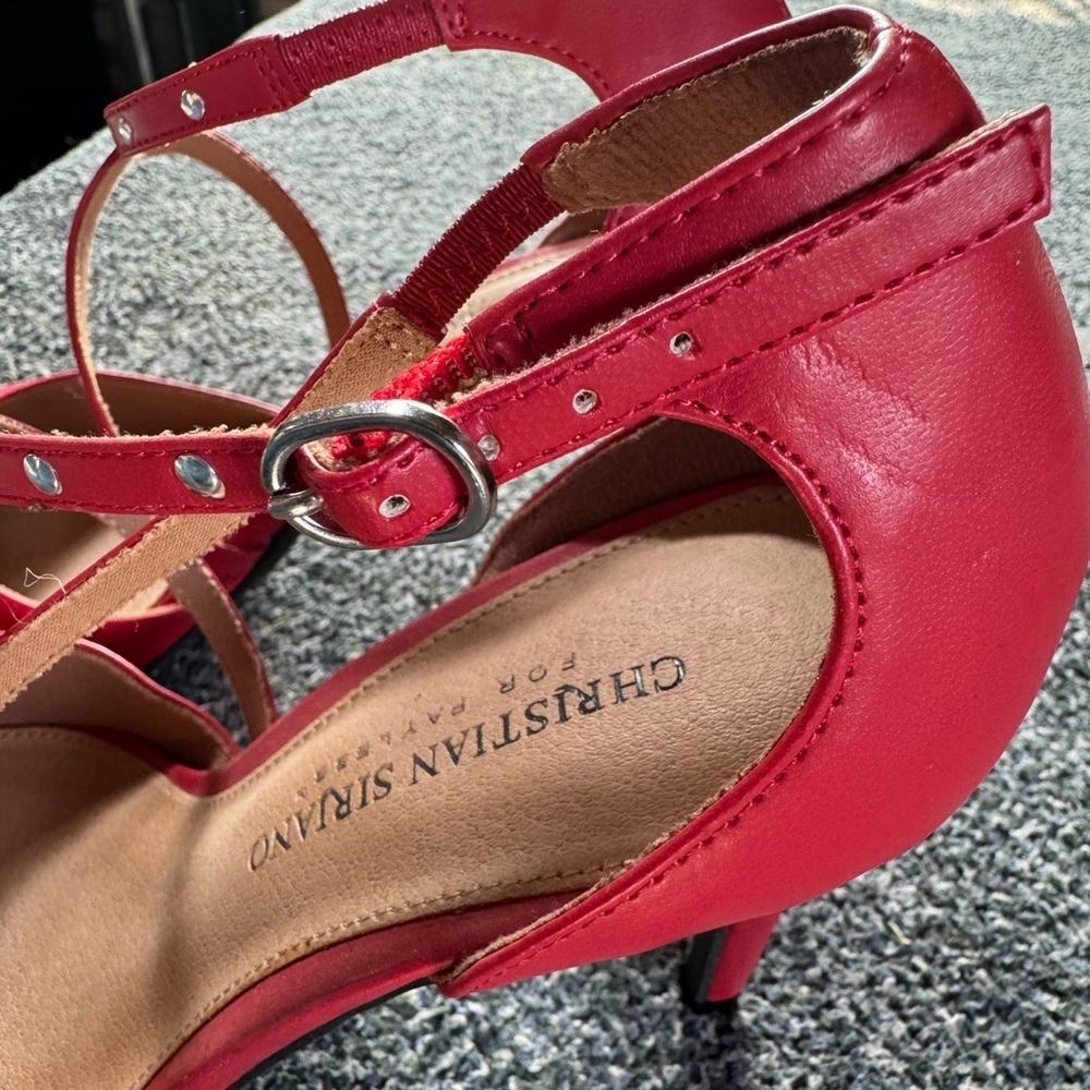 Christian Siriano Strappy Red Stiletto Heels - Picture 9 of 10